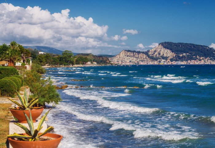 view of Zakynthos town from Argassi, Greece