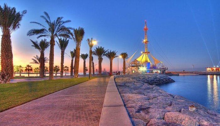 Anjafa Beach is a very popular tourist destination in Kuwait. This sandy beach is characterized by its clear waters and is a unique destination for sea lovers. It is 350 kilometers long.